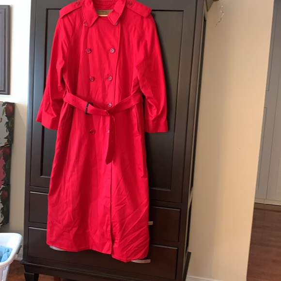 Burberrys Original Vintage Trench Coat Red SIZE 10 tall extra-long - Picture 3 of 13